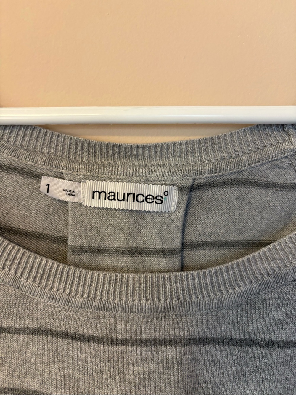Maurices Gray Striped Sweater with Layered Chiffon Hem - Picture 4 of 8